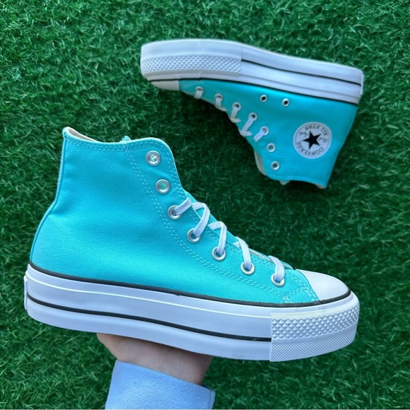 🎁Converse Chuck Taylor All Star Ctas Lift Hi Triple Cyan - Picture 6 of 12